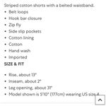 Parker Belted Striped Cotton Shorts Photo 10