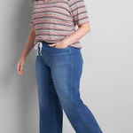Lane Bryant Plus 26 Pull On Wide Leg Jeans Blue Elastic High Waist Stretch Soft Photo 0