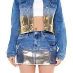 Forever 21 Metallic Denim Cargo Mini Skirt Photo 1