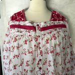 NWT! National 100% Cotton Floral Long Sleeve 5 Button Nightgown Size 3X Red Photo 2