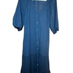 Madewell Tie-Waist Tiered Midi Dress in Windowpane Sz 6 Photo 2