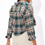 American Eagle Cropped Flannel Button Front Top, Medium Photo 0