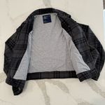 American Eagle Y2K Asymmetrical Plaid Moto Full Zip Jacket Women’s Large Gray Photo 4