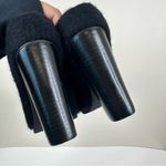 Tibi  Leona Mules Womens 37 Black Mohair Furry Open Toe Heeled Clog Booties Photo 4