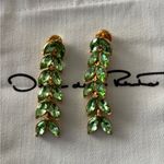 Oscar de la Renta  Gold and Green Leaf Earrings Photo 3