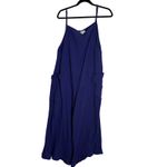 Rip Curl  Blue Gauze Cropped Jumpsuit Wide Leg Square Neck Pockets Size L Photo 1