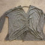Lucky Brand  Heather Gray V-Neck Cinch Tie Back Sweater M Photo 5