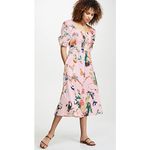 Tanya Taylor  Lucinda Midi Dress Size Small Jungle Tropical‎ Smocked Off Shoulder Photo 1