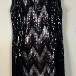 Vintage Night Way Metallic Sequin Chevron Midi Dress Photo 0