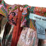 Vibrant Colorful Paisley Print Gene Meyer Midi Pleated Zippered Skirt, Size 6 Red Photo 3