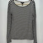 White House | Black Market Navy and White Striped Long Sleeve Shirt Photo 0
