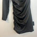 Lulus NWT Happy Hour Chic Black Satin Ruched One-Shoulder Mini Dress Size XS Photo 3