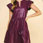 Pinch‎ Deep Wine Faux Leather Dress NWT size large Purple Photo 0