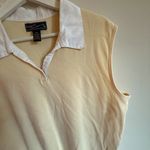 Island‎ Traders Sleeveless Polo Shirt Top White Yellow Collar XXL Cotton Vintage Photo 2