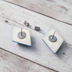 Vintage Earrings for Pierced Ears Blue Large Diamond Shape Photo 5