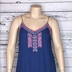 JustFab NWT Size XL Blue & Pink Embroidered Criss-Cross V-Neckline Dress Photo 1