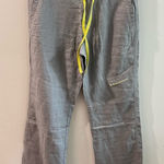 Black Diamond Women’s Poem Pants 100% Linen Grey Neon Green Size 6 Photo 0