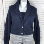 House Of Harlow 1960 Shimmer Sparkle Cardigan Sweater Set Navy Blue XL Chunky Photo 0
