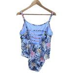Hurley  gray blue white floral one-piece swimsuit size XXL Photo 1