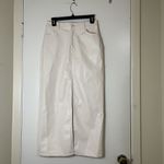 Haute Monde Ivory faux leather maxi high slit skirt size small Photo 1