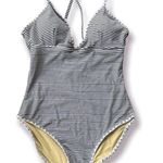 Cupshe Simple Living Stripe One Piece Swimsuit Black White M NWT Photo 0