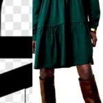 ZARA Drop Waist green Tiered baby doll Poplin OVERSIZED Dress size S Photo 1