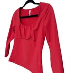 Athleta Shanti Scoop Neck 3/4 Sleeve Peasant Top Knit Stretch Pink Red Small Photo 2
