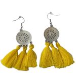 Yellow Round Tassel Drop Earrings Photo 1