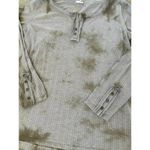 POL Comfy Boho Oversized Henley Long Sleeve Ribbed Knit Top Tan Tie Dyed size M Photo 8