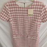 Bebop : Pink/white short sleeve, midi tweed inspired dress- size Medium Photo 0