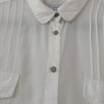 Soft Surroundings  White Pintucked Pleated Button Up Collared Blouse Size‎ Large Photo 6