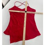 ZARA  Tank Top‎ Womens Small Red Strappy Back V Neck Satin Layered Asymmetrical Photo 4