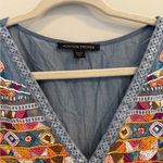 Boston Proper  Beaded Long Sleeve Chambray Ruffle Hem Mini Dress Size 12 Photo 10