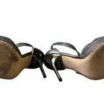 Jimmy Choo Tyne Anthractive Asymmetrical Gunmetal Glitter Heel Sandals Photo 7