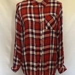 LINDA ANDERSON Crochet Back Plaid Womens Shirt Sz Small Western Festival Orange Photo 13