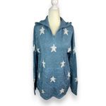 🆕 Marled Reunited Star Print Intarsia Knit Hooded Sweater Blue Size M Photo 7