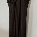Alex Evenings Alex‎ Evenings Formal Ruched Bust Halter Dress Brown Size 10 Shimmer Y2K Maxi Photo 0
