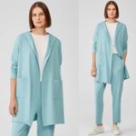 Eileen Fisher  Cozy Brushed Terry Hooded Jacket Size L Sea foam Coastal Lagenlook Photo 1