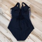 1Pc Swimsuit Ladies Tank Black Printed Side With Adjustable Back Tie Size XXL Photo 2