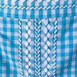Vintage Teal Blue & White Gingham Embroidered Kitchen Half Apron with Pocket Photo 2