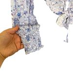 Rhythm Blue Floral Button Tie Front Long Sleeve Blouse Shirt Size Small Photo 4