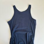 Boutique Women’s Navy Blue Ribbed Ruched Self Tie Sides Tank Dress Size Medium Photo 7
