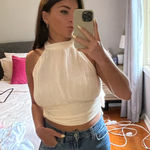 ZARA  Cream Halter Top with Ties Photo 0