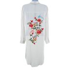 Anthropologie LF Charms Fashion Floral Embroidered Shirt Dress Button Down Midi Collared White Photo 2