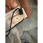 Commense Smocked Halter Crop Top Light Blue Ruffle Trim Women's Size S White Photo 6