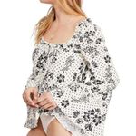 Free People One On One Date Floral Bodysuit XS White Polka Dot Bell Sleeve Photo 11
