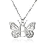 Letter B Initial Butterfly Necklace Silver Photo 0