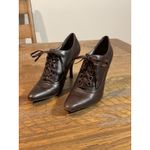 Nine West  Heels Witchy 7.5 Lace Up Stiletto High Heel Ankle Booties Brown Shoes Photo 1