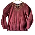 Denim & Co womens medium new long sleeve shirt pink white boho Photo 0