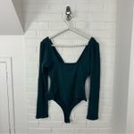 Lulus  Green Ribbed Long Sleeve Cut Out Bodysuit Size L Photo 7